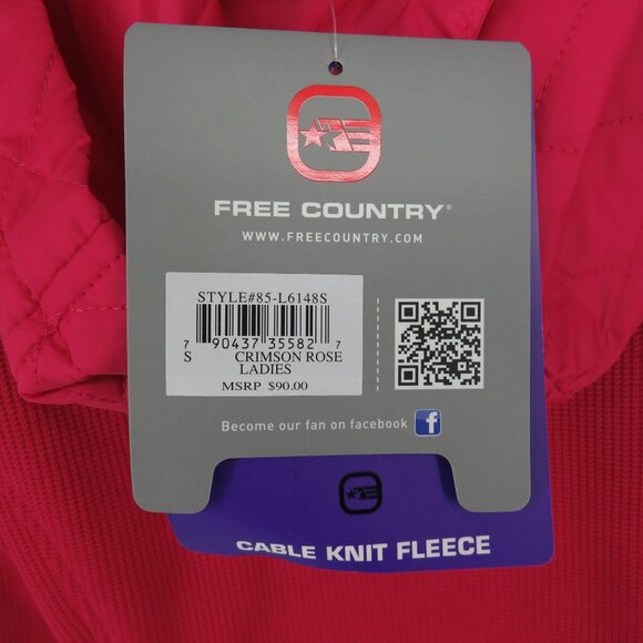 Free Country Small Women's Pink Cable Knit Fleece Jacket NWT $90 - Picture 7 of 7
